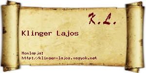 Klinger Lajos névjegykártya